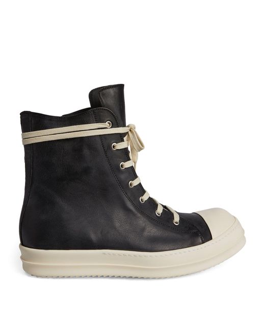 Rick Owens Black Leather High-top Sneakers for men