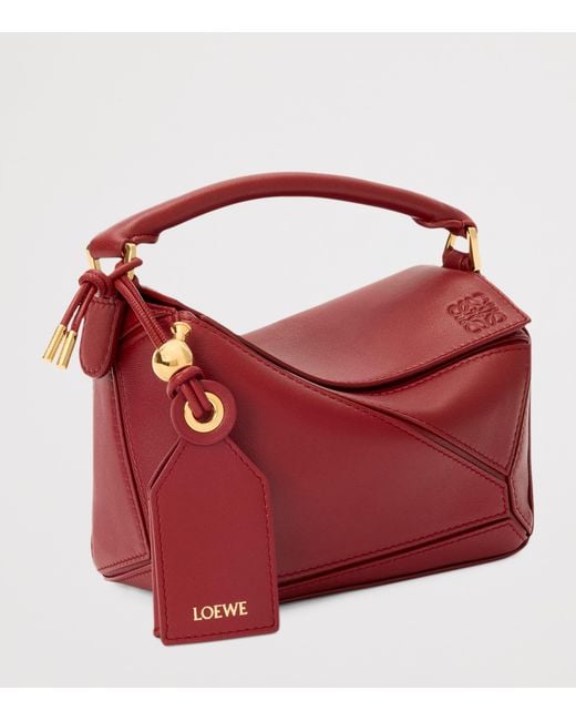 Loewe Red X Paula's Ibiza Mini Lambskin Puzzle Top-Handle Bag