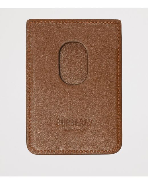 Burberry Brown Pop Check Magnetic Card Holder for men