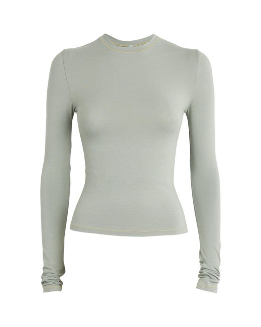 Skims Gray Cotton-blend Long-sleeved T-shirt