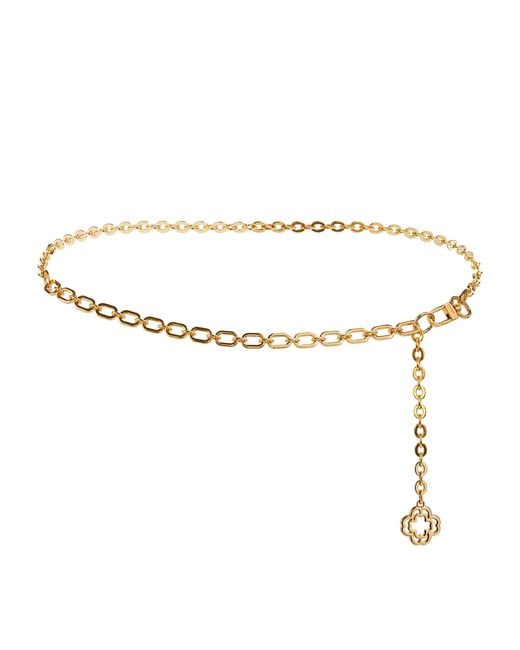 Maje Metallic Clover Logo Chain Belt