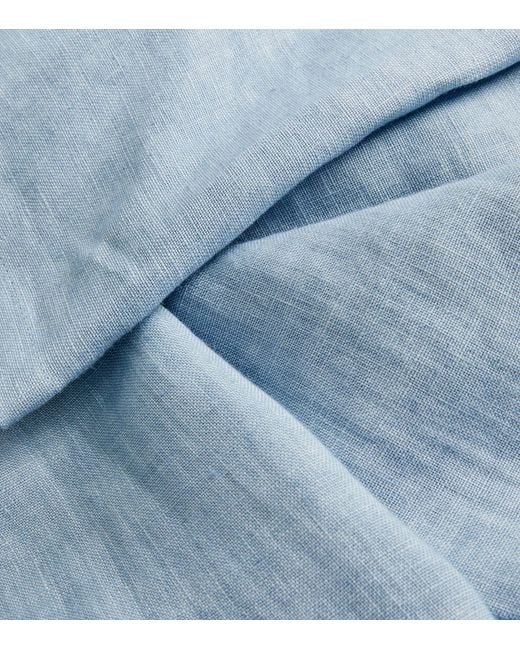 Eskandar Blue Linen A-line Scoop-neck Dress