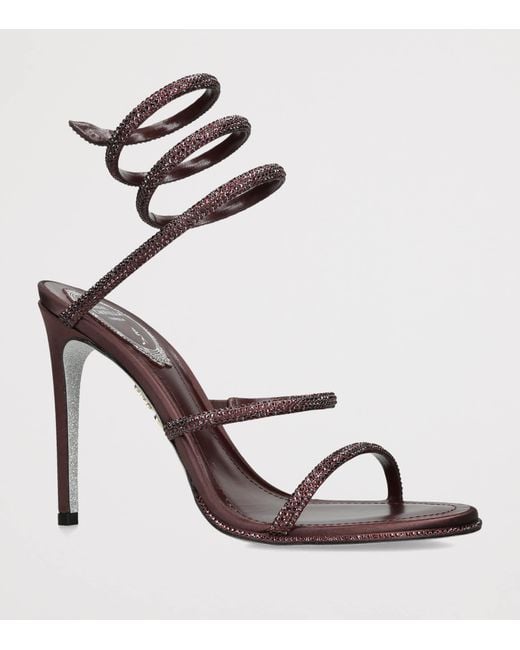 Rene Caovilla Black Satin Crystal-Embellished Cleo Sandals 105
