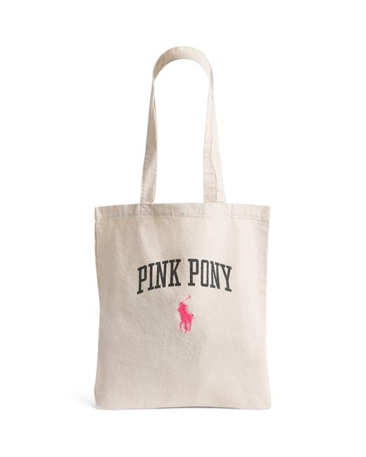Polo Ralph Lauren White Canvas Pony Shopper Tote Bag for men