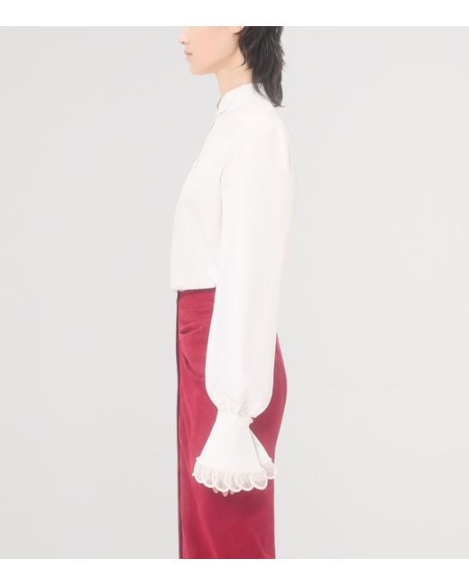 Valentino White Cotton Scalloped-Cuff Shirt