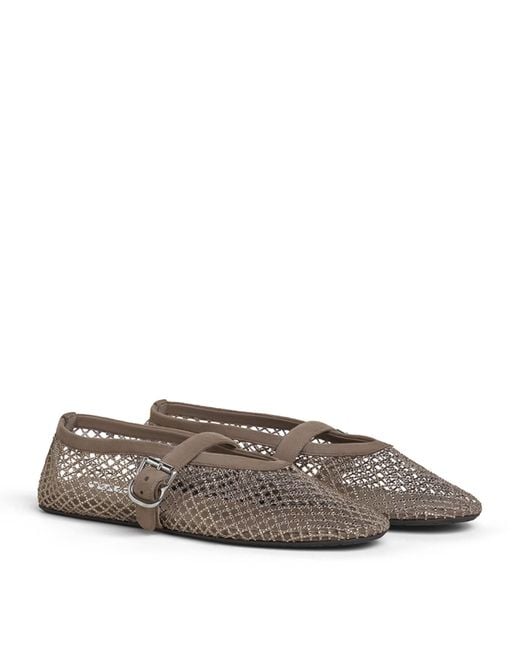 Alaïa Gray Beaded Mesh Ballet Flats