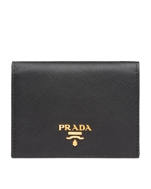 Prada Black Small Saffiano Leather Bifold Wallet