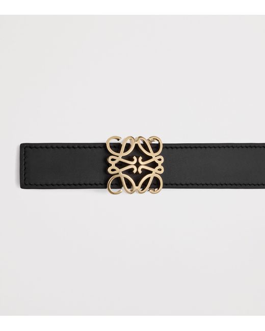 Loewe White Leather Reversible Anagram Bombé Belt