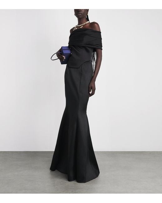 Solace London Black Corseted Alta Gown