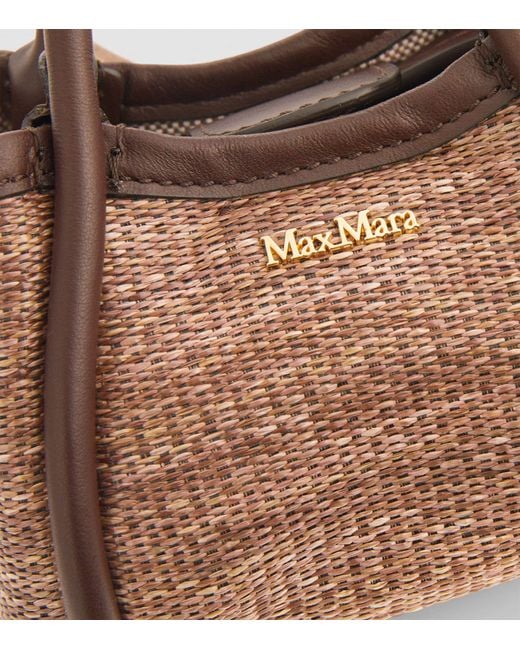 Max Mara Brown Mini Jacquard Top-handle Bag