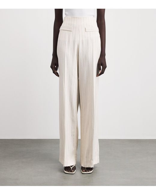 Sandro White Sequinned Stripe Trousers