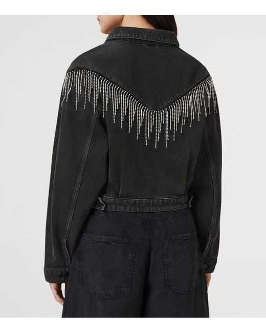 AllSaints Black Embellished Denim Jacket