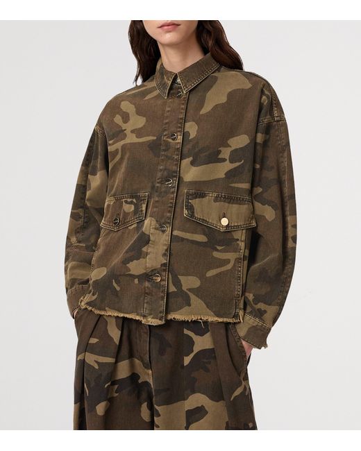 AllSaints Green Cotton Camouflage Hettie Shacket