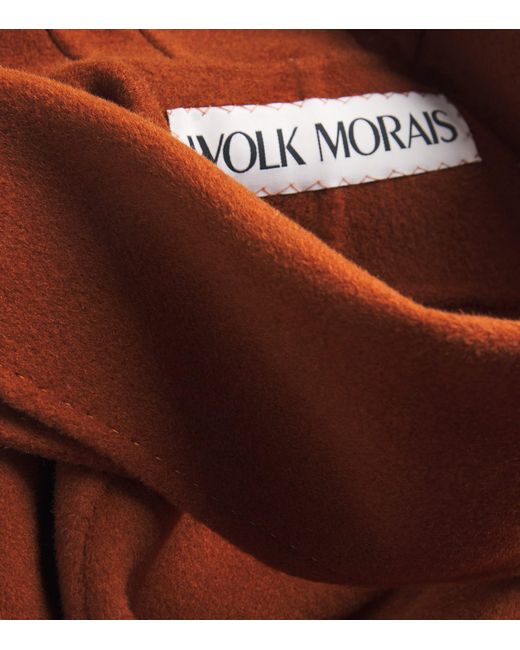 Wolk Morais Red Cashmere Cunardier High Neck Coat