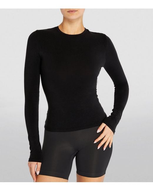 Skims Black Cotton Jersey Long-Sleeved T-Shirt