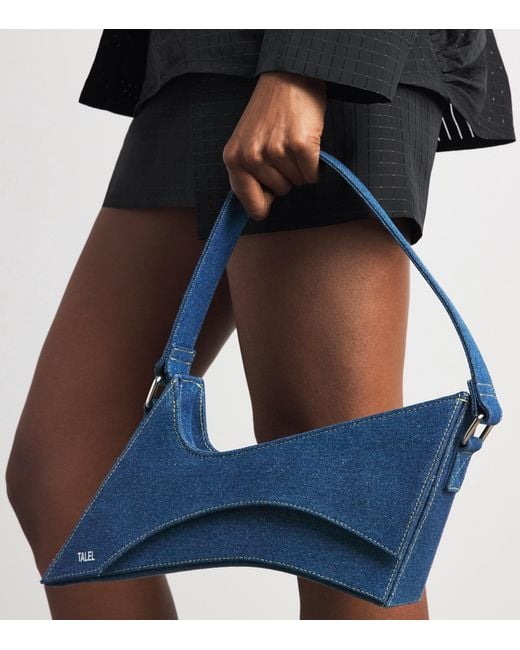 TALEL PARIS Blue Denim Wave Shoulder Bag