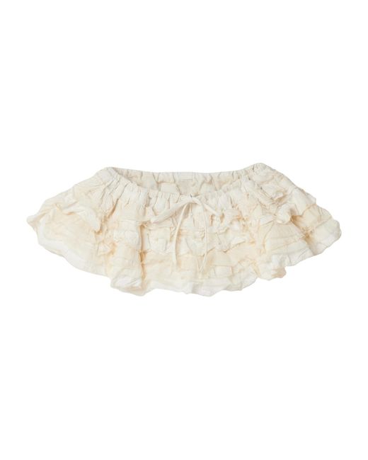 Miu Miu White Slubbed Canvas Mini Skirt