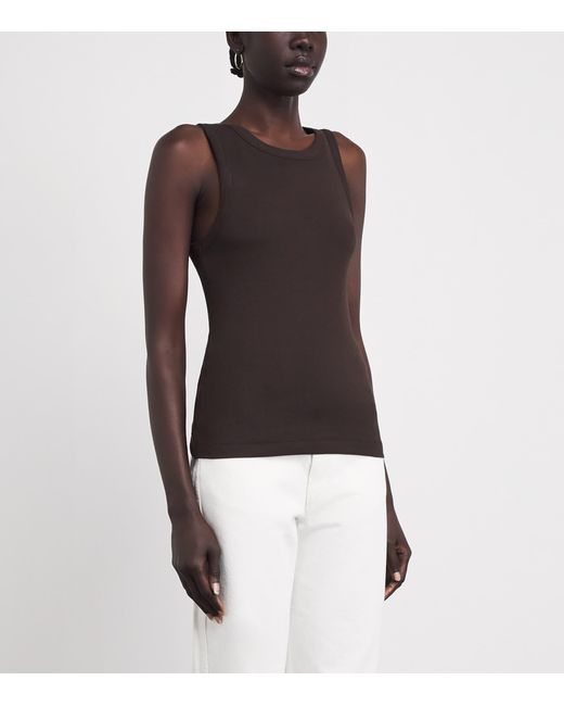 ME+EM Black Stretch-Cotton Tank Top