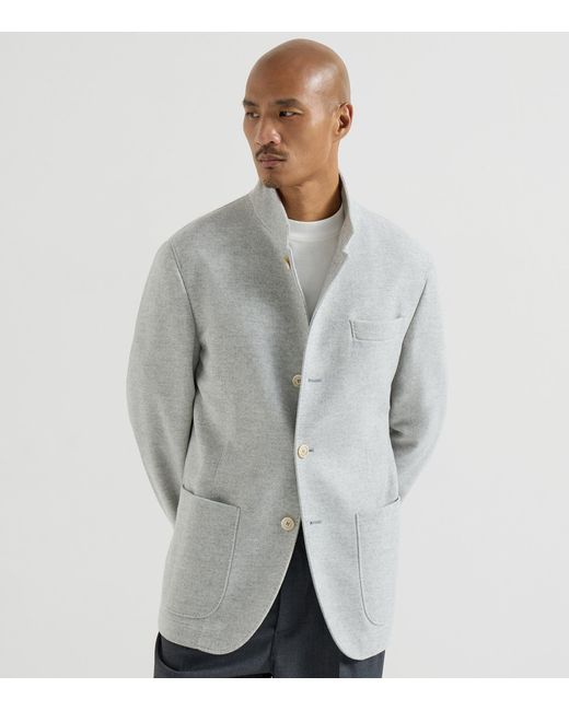 Brunello Cucinelli Gray Water-Resistant Cashmere Blazer for men