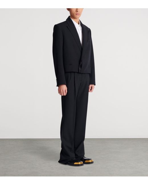 Balmain Black Cropped Wool Blazer for men
