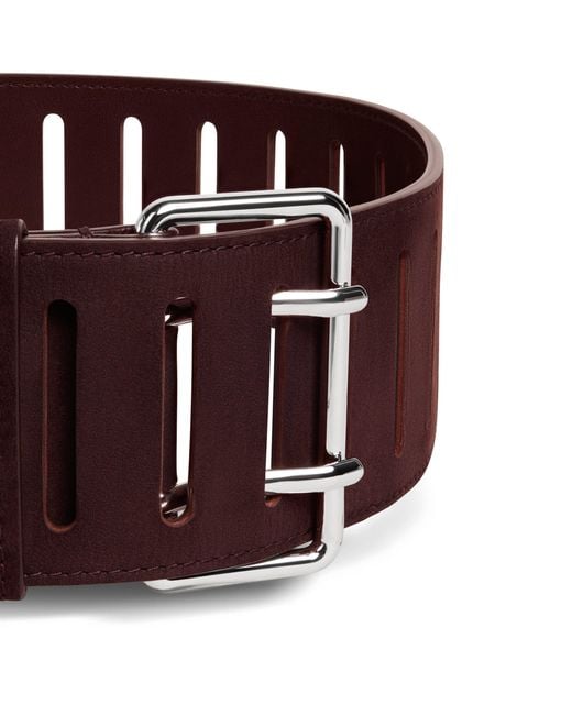 Alaïa Brown Leather Rectangular Buckle Belt