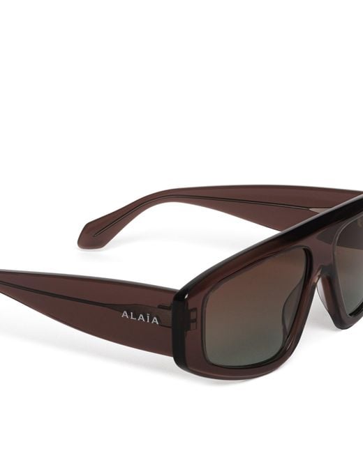 Alaïa Gray Acetate Aviator Mask Sunglasses
