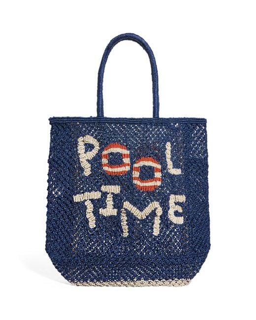 The Jacksons Blue Jute Barry Pool Time Tote Bag