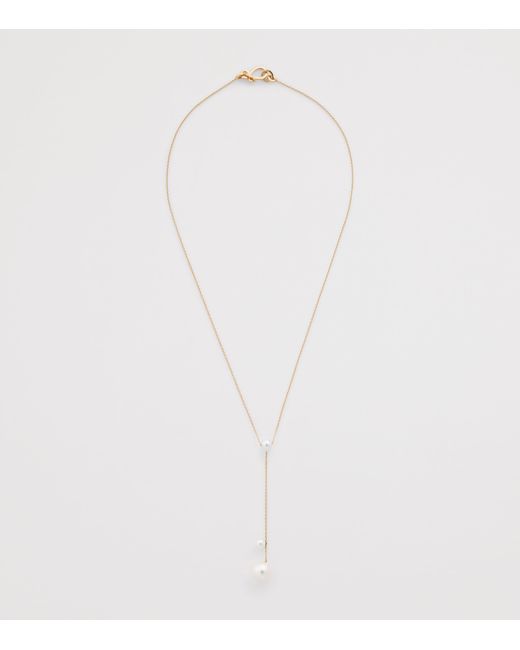 Sophie Bille Brahe Metallic And Pearl Trois Moon Necklace