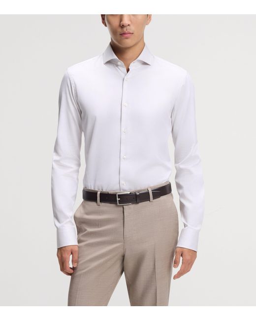 Boss White Cotton Slim-Fit Shirt for men