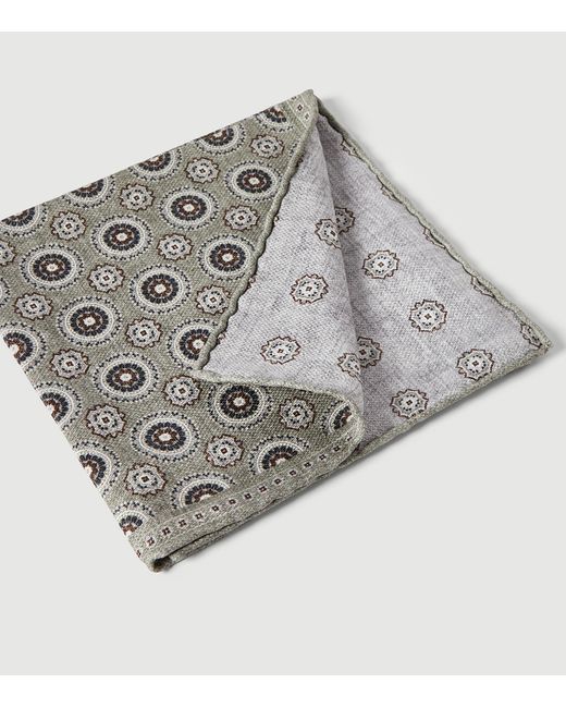 Brunello Cucinelli Metallic Silk Medallion Pocket Square for men
