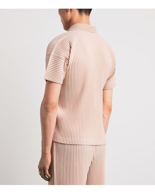 Homme Plissé Issey Miyake Pink Pleated Polo Shirt for men