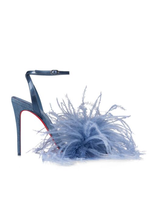 Christian Louboutin Blue Loubigirl Feather Heeled Sandals 100