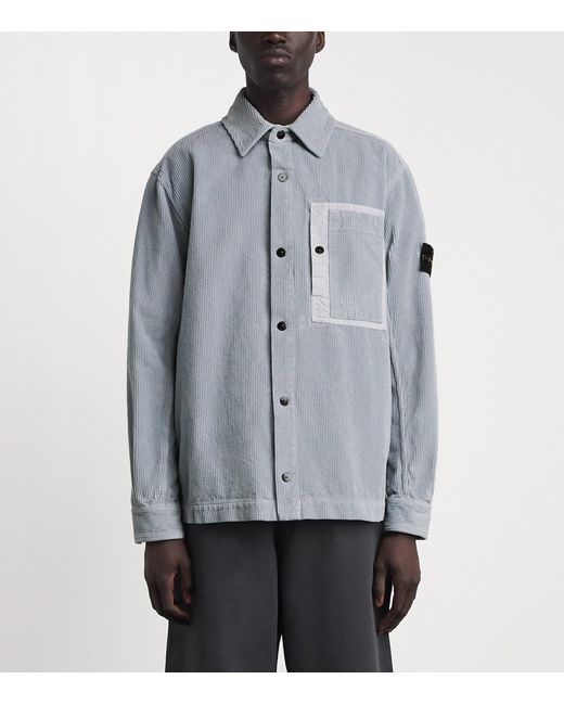 Stone Island Blue Organic Corduroy Overshirt for men