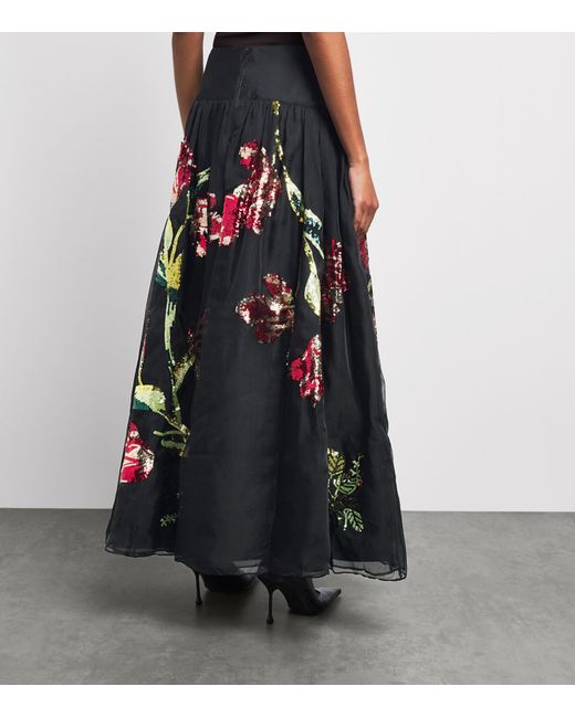 Alice + Olivia Blue Embellished Oriana Maxi Skirt