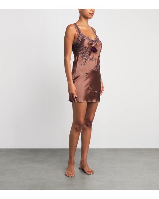 Torlowei Brown Silk Patsy Mini Slip Dress
