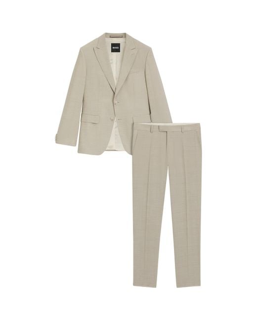 Boss White Virgin Wool Slim 2-Piece Suit for men