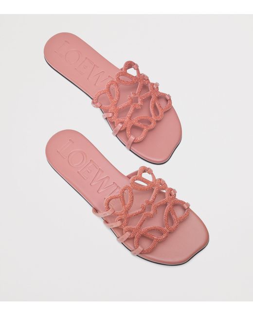 Loewe Pink Leather Petal Anagram Slides