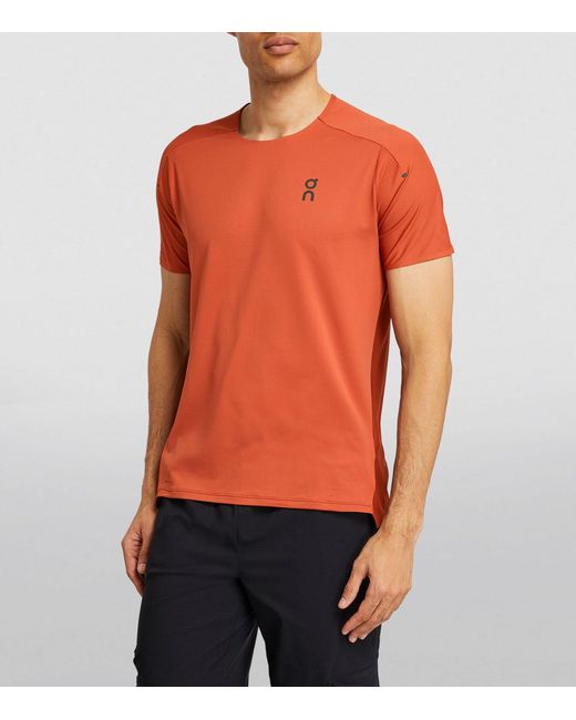 On Shoes Orange Performance-t T-shirt for men