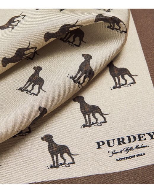 James Purdey & Sons Metallic Silk Gun Dog Pocket Square for men