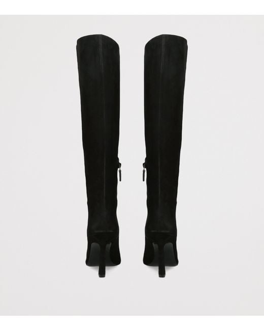 Stuart Weitzman Black Suede Vinnie Zip Knee-High Boots 100