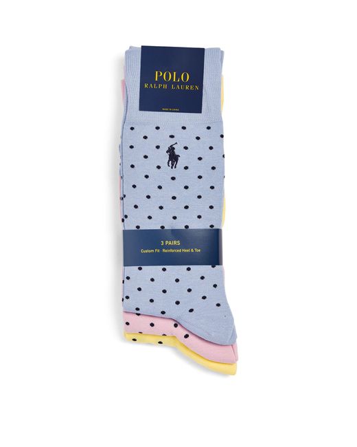 Polo Ralph Lauren Blue Polo Pony Polka-dot Socks (pack Of 3) for men