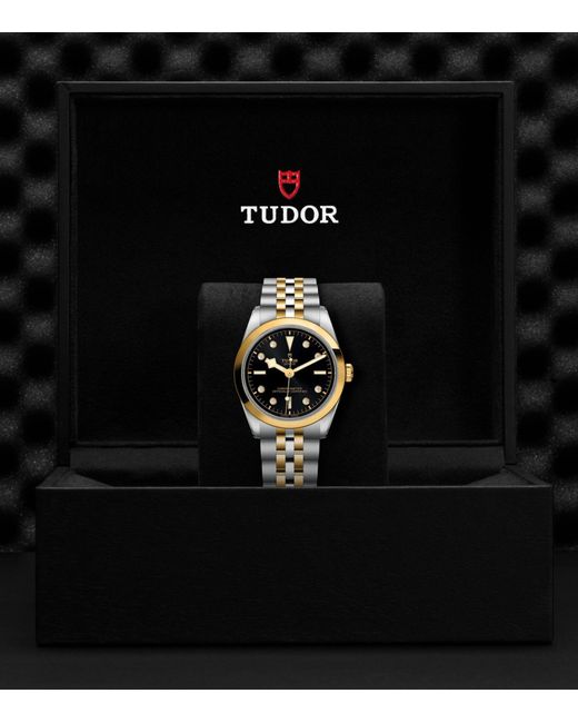 Tudor Metallic Black Bay Stainless Steel, Yellow Gold And Diamond Watch 36mm