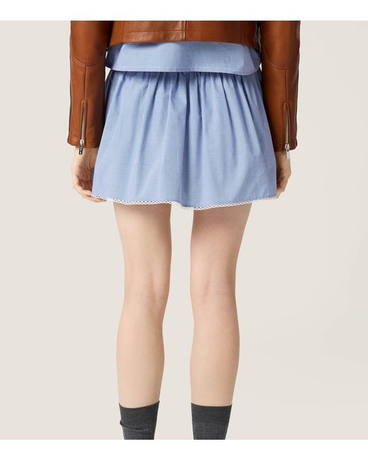 Miu Miu Blue Gingham Side-Tie Mini Skirt