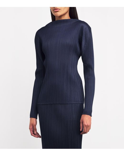 Pleats Please Issey Miyake Blue New Colorful Basics 4 Long-Sleeve Top