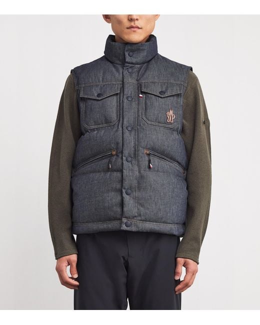 Moncler Blue Down Grenoble Krachan Denim Gilet for men