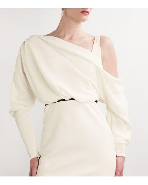 Giambattista Valli White Crepe One-shoulder Maxi Dress