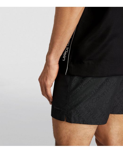 Calvin Klein Black Logo-tape Short-sleeve Shirt for men