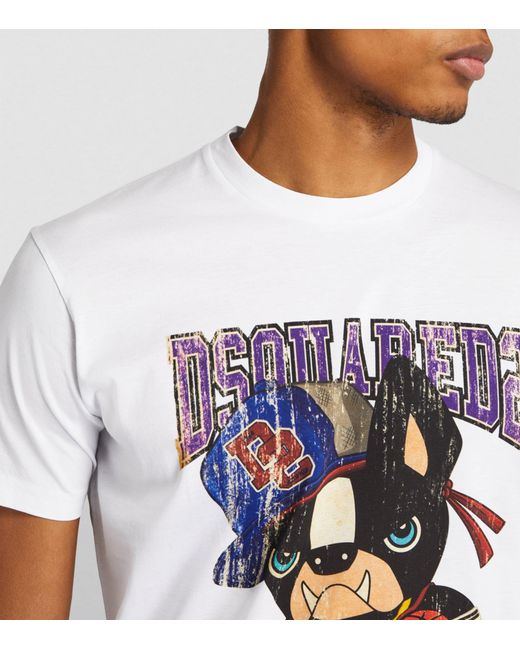 DSquared Cotton Angry Dog T shirt in White for Men Lyst UK