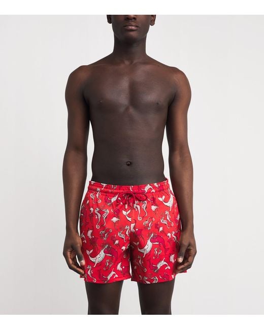 Vilebrequin Red Printed Moorise Swim Shorts for men