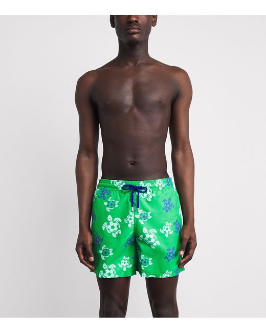 Vilebrequin Green Football Turtle Print Moorea Swim Shorts for men
